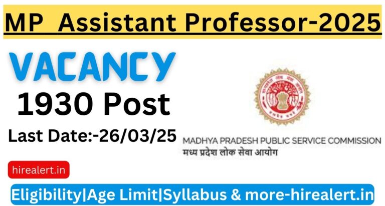 Latest Madhya Pradesh MPPSC Assistant Professor announced the recruitment for 1,930 vacancies for the post of Assistant Professor n
