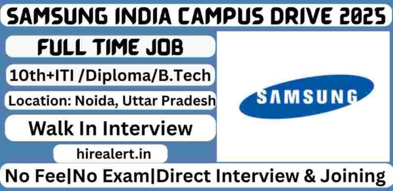 Samsung India Limited New Campus Drive 2025: ITI opportunities