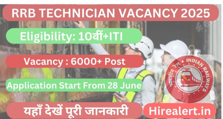 RRB Technician New Vacancy 2025 Out – Check Eligibility, Apply for 6,238 Posts | 10th + ITI Required