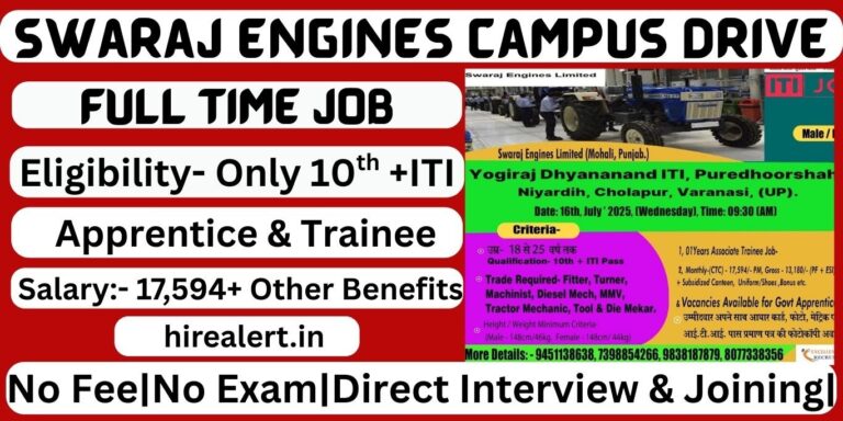 Swaraj Engines Limited (SEL) Campus Drive 2025: Everything You Need to Know About Placement Opportunities